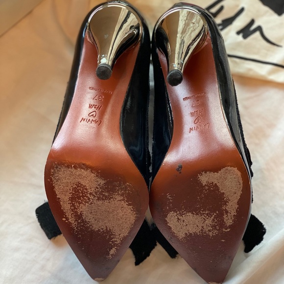 Lanvin x H&M Black Leather Pumps with Bow - Picture 8 of 9